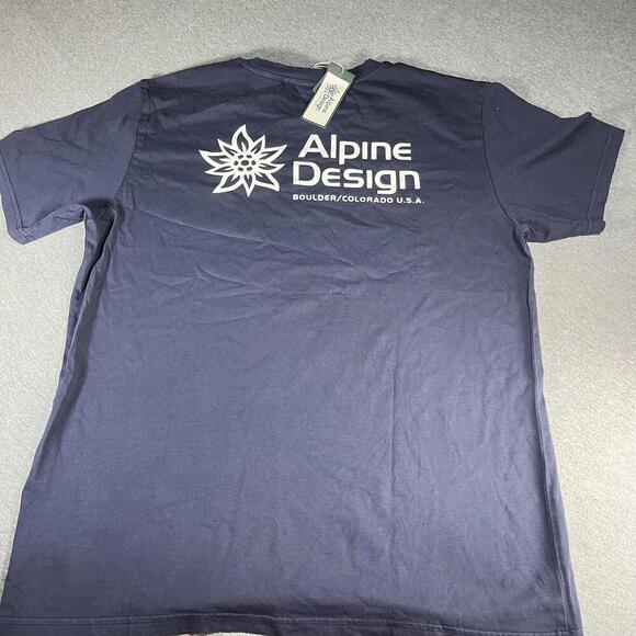 New With Tags Alpine Design USA Boulder Colorado Men's Navy Blue TShirt Sz Large - Picture 5 of 5